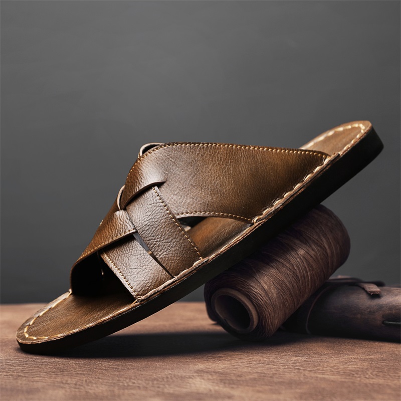 Flip Flop Leather Men - شباشب رجالية من الجلد الطبيعي، صنادل
