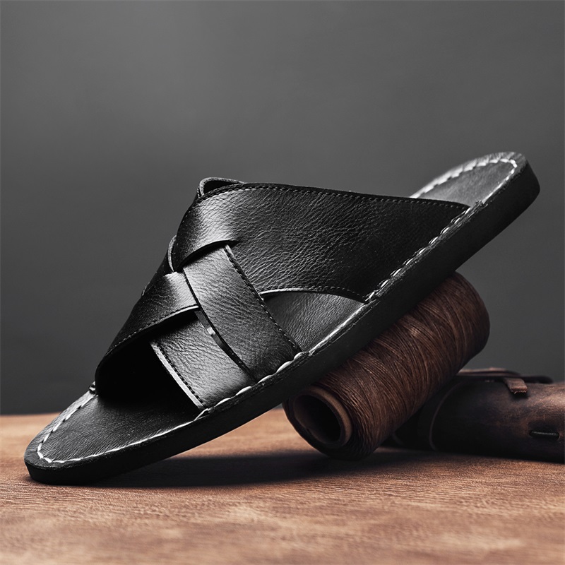 شباشب رجالية من الجلد الطبيعي، - مراجعة Flip Flop Leather Men وسعره