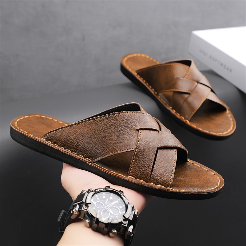 شباشب رجالية من الجلد الطبيعي، - مراجعة Flip Flop Leather Men وسعره