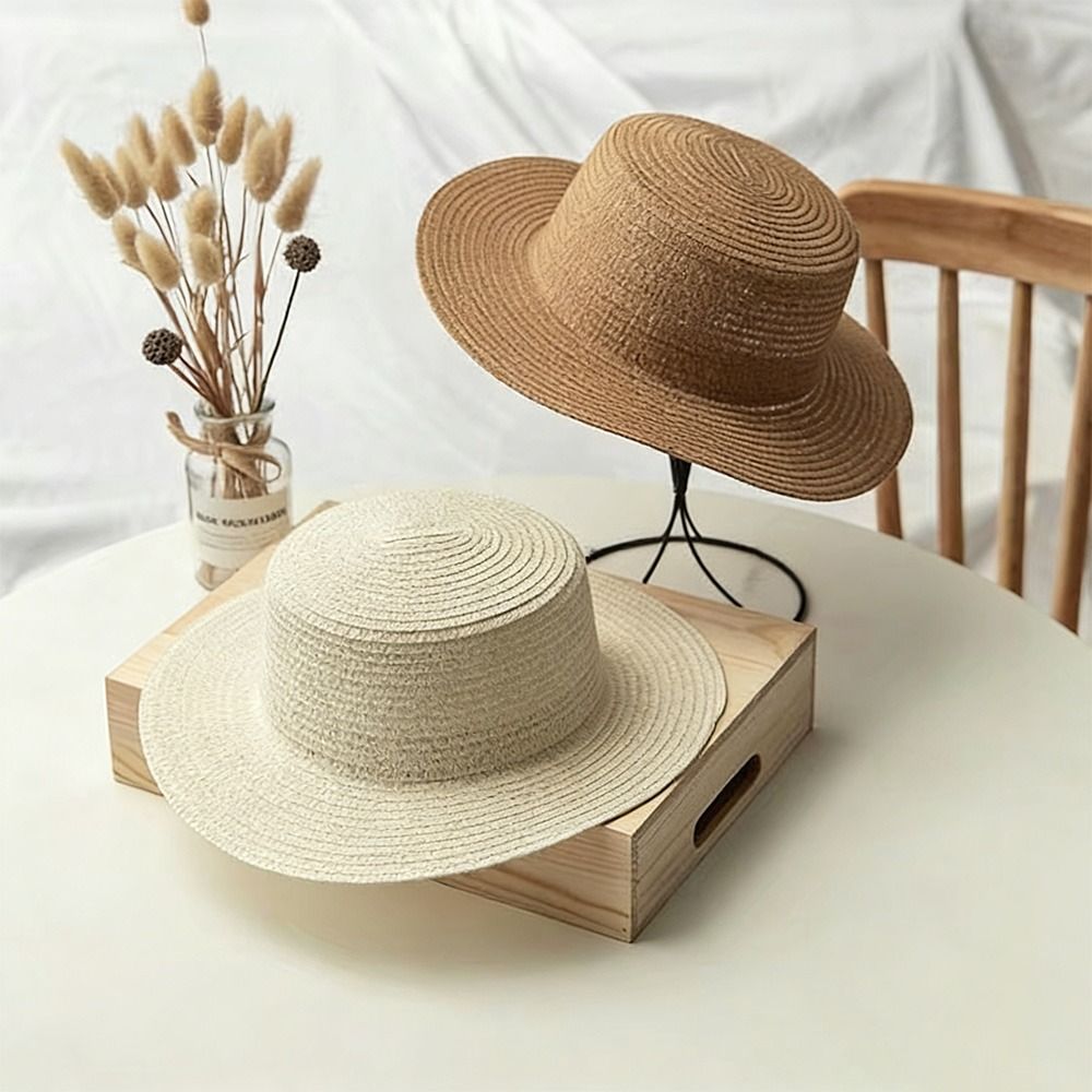 قبعة قش عصرية واسعة الحواف للس - مراجعة Bucket Hat Straw وسعره